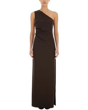 P.A.R.O.S.H. One Shoulder Maxi Dress - Brown
