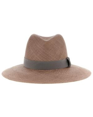 Brunello Cucinelli Logo Fedora Hat - Brown