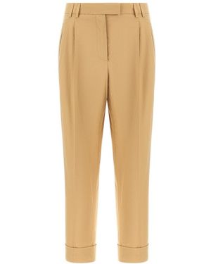 Alberto Biani Straight Pleated Trousers - Natural
