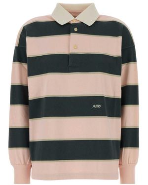 Autry Stripes Shirt Collar Polo - Black