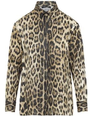 Roberto Cavalli Regular Animal Print Shirt - White
