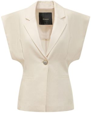 Pinko Solid Notched Lapel Blazer - White