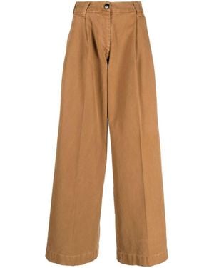 Gabriele Pasini High-Waisted Wide-Leg Cotton Pants - Brown