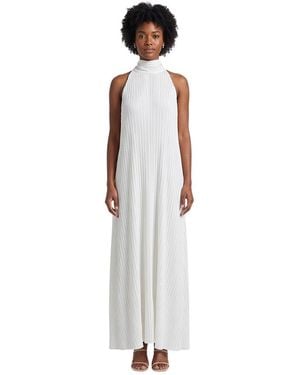 GONGDID DESIGN Pleated Halter Neck Maxi Dress - White