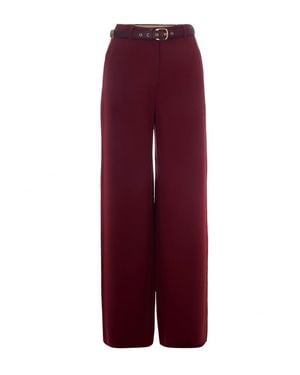 Max Mara Relaxed Flat Front Pants - Red