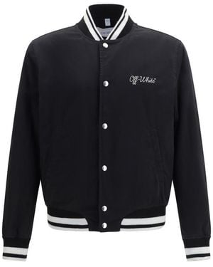 Off-White c/o Virgil Abloh Logo Varsity Jacket - Blue