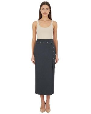 Low Classic Calf Length Skirt - Blue