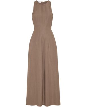 Brunello Cucinelli Fluid Viscose And Linen Twill Dress - Brown