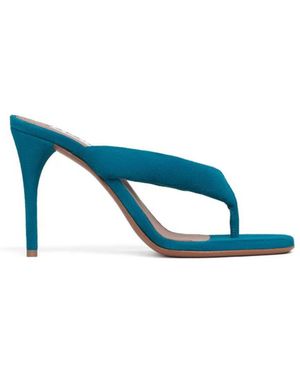 Alaïa Suede T-Strap Heels - Blue
