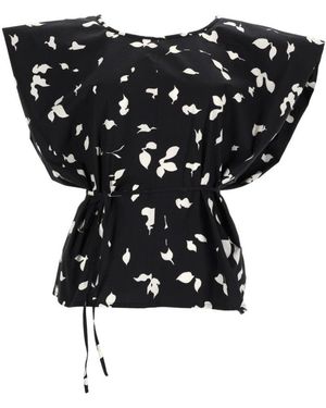 Alysi Abstract Round Neck Top - Black