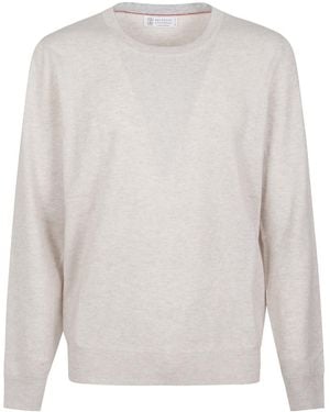 Brunello Cucinelli Light Crew Neck Sweater - White