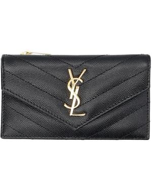 Saint Laurent Signature Quilted Wallet - Black