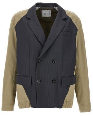 Sacai Doeskin Mix Piumini, Parka, Giacche Casual - Gray
