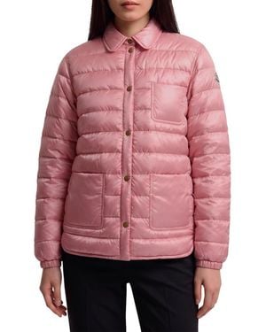 Moncler Quilted Shirt Collar Jacket - Red