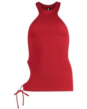 ANDREADAMO Round Neck Ribbed Tank Top - Red