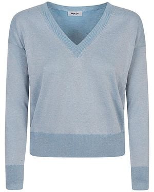 Base London Light V-Neck Jumper - Blue