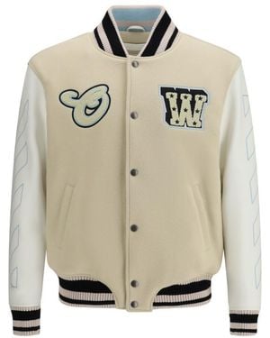 Off-White c/o Virgil Abloh Regular Varsity Jacket - Natural