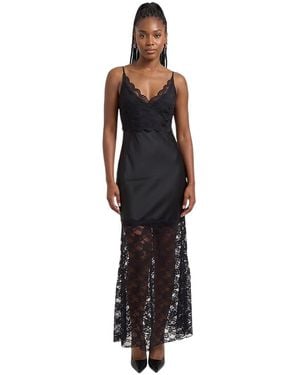 HUGO Lace V Neck Maxi Dress - Black