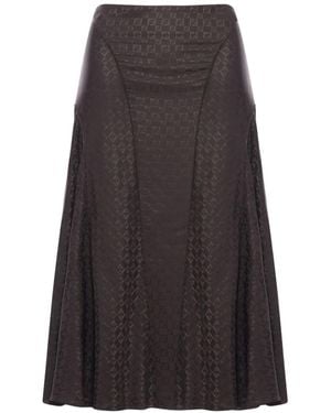 Fendi Jacquard Ff Silk Skirt - Gray