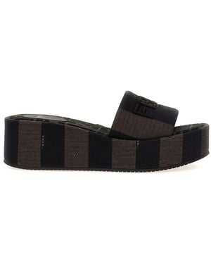 Fendi Logo Wedges - Gray