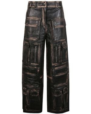Fermas.club Leather Cargo Pants - Gray