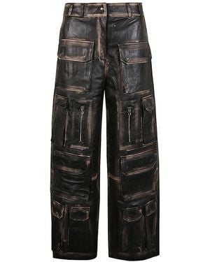 Fermas.club Leather Cargo Pants - Gray