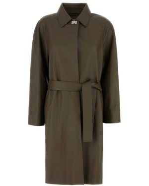 Fendi Mud Leather Coat - Green