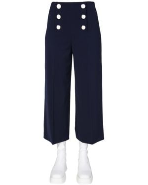 Moschino Straight Flat Front Pants - Blue