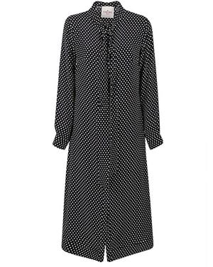 CRI.DA Polka Dot Silk Midi Dress - Gray