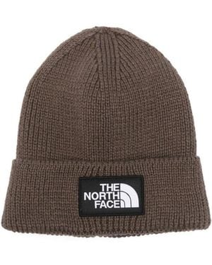 The North Face Logo Patch Beanie Cap - Brown