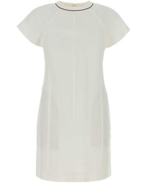 Brunello Cucinelli Round Neck Mini Dress - White