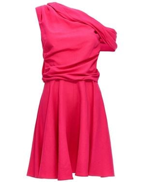 Rochas Draped Viscose Linen Dress - Pink