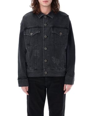 Balmain Distressed Denim Jacket - Black