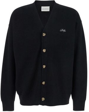 Drole de Monsieur Logo V Neck Cardigan - Blue