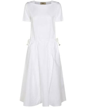 Herno Boat Neck Midi Dress - White
