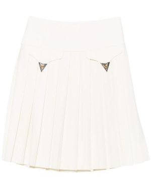 Versace Ivory Pleated Above Knee Skirt - White