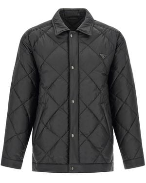 Prada Logo Quilted Jacket - Gray