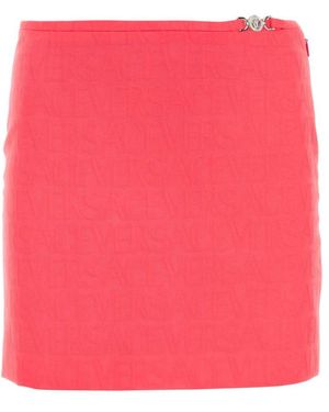 Versace Jacquard Mini Skirt with Logo - Pink