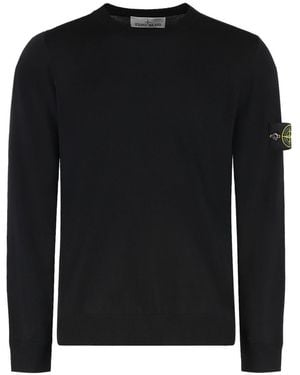 Stone Island Solid Crew Neck Sweater - Black