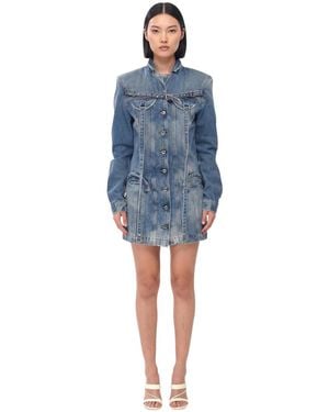 Off-White c/o Virgil Abloh Mandarin Collar Mini Dress - Blue