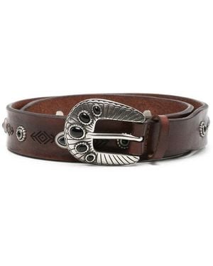 Orciani Cabochon Embellished Buckle Belt - Brown