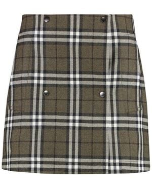 Burberry Tailored Check Mini Skirt - Green