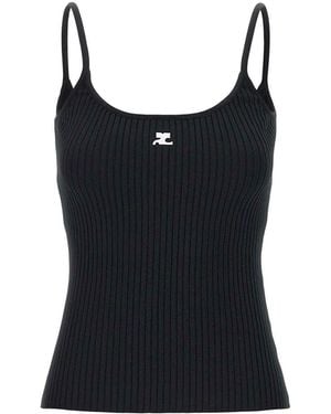 Courreges Scoop Neck Top - Black