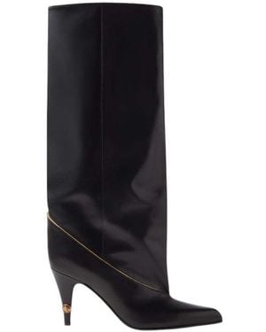 Versace Leather Gianni Boots - Black