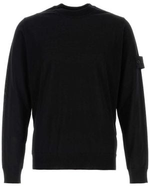 Stone Island Creweck Logo Sweater - Black
