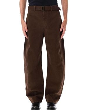 Lemaire Relaxed Flat Front Pants - Brown