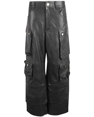 Fermas.club Leather Cargo Pants - Gray