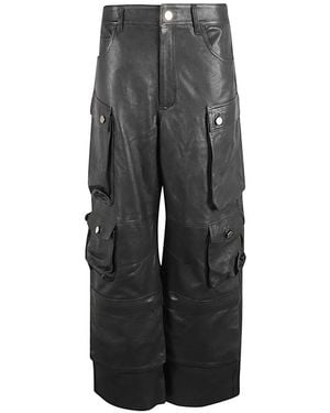 Fermas.club Leather Cargo Pants - Gray