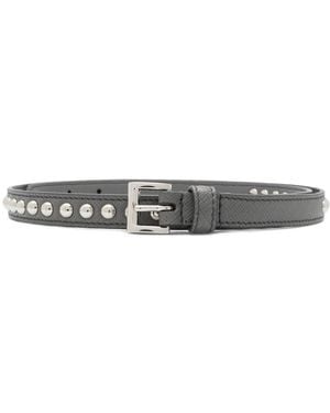 Prada Studded Buckle Belt - Gray