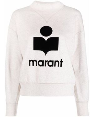 Isabel Marant Natural Flocked-Logo Sweatshirt - White